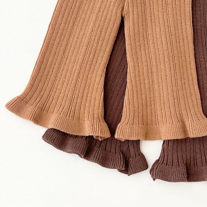 Tuta in maglia per ragazze, autunno e inverno, nuovo stile coreano, top in maglia di lana tinta unita, pantaloni lavorati a maglia, completo in due pezzi_voghion.com