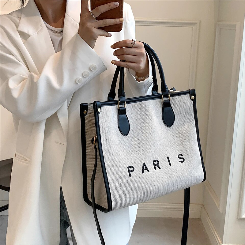 Burminsa Canvas Large Commuting A4 Work Tote Handbags For Women 2023 Trend Luxury Designer Small Ladies Shoulder Crossbody Bags_voghion.com