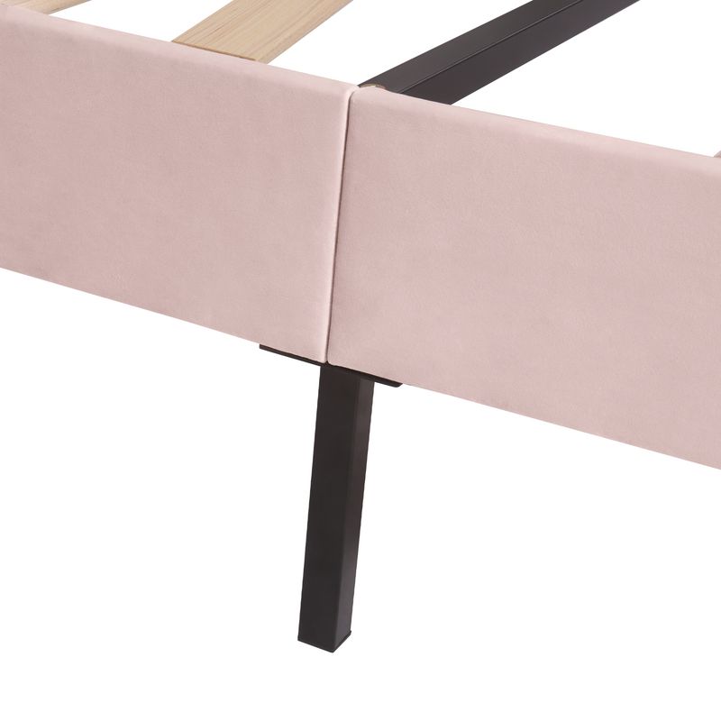 Polsterbett 140x200cm Con Verstellbarem Kopfteil, Lattenrost, Samt Rosa_voghion.com