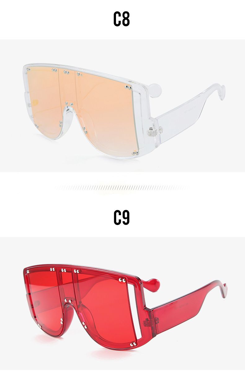 Személyre szabott, nagy keretes, szegecselt színű napszemüveg, divatos és trendi punk FT egyrészes napszemüveg 2081_voghion.com