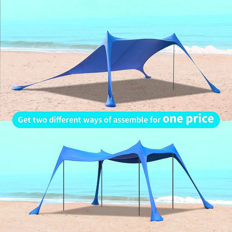 Tenda da spiaggia portatile con tettuccio in lycra - Protezione solare UV per campeggio, picnic e relax all'aperto_voghion.com