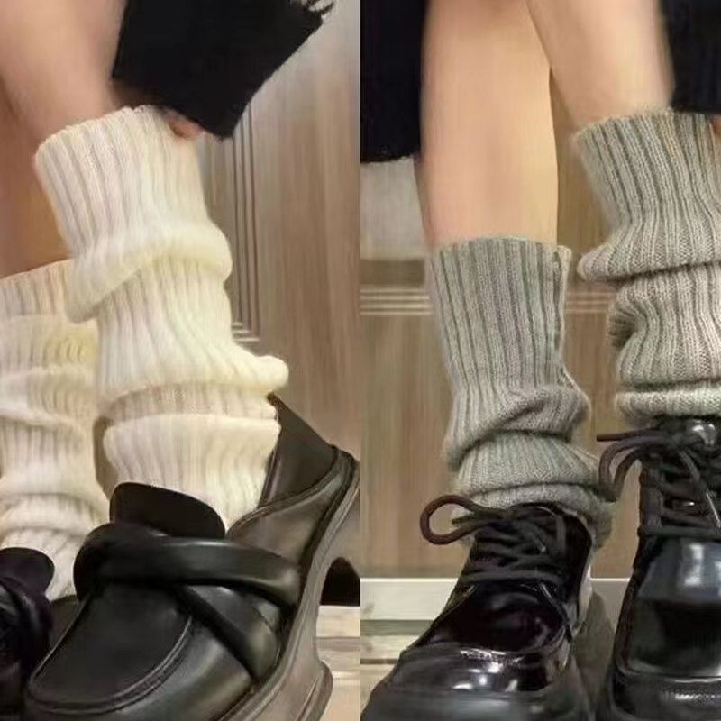 Knitted JK Set Women, White Long Tube Calf Socks, Leg Warmers For Spring And Autumn, Lolita Style Slouch Socks_voghion.com