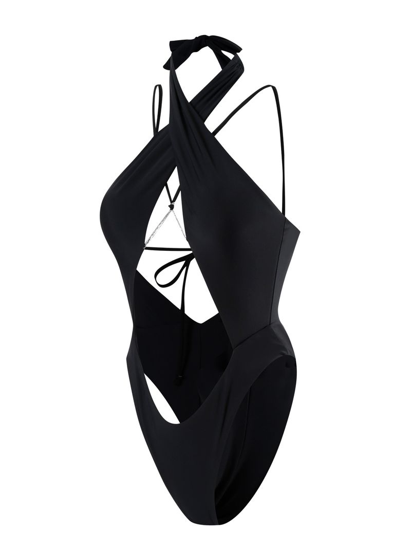 Maillot de bain une pièce creux à bretelles pour femmes, couvrant la chair et montrant un maillot de bain une pièce fin et haut de gamme pour femmes_voghion.com