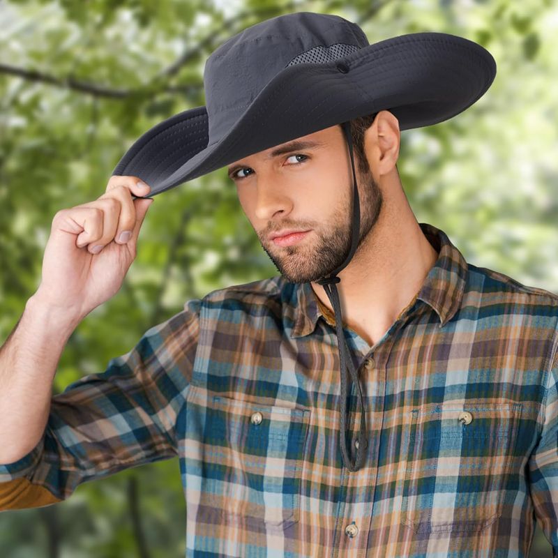 Sun Men's Safari Wide Brim Summer With UV Protection Men And Women Foldable Boonie Hat For Outdoor Hiking Adventure_voghion.com