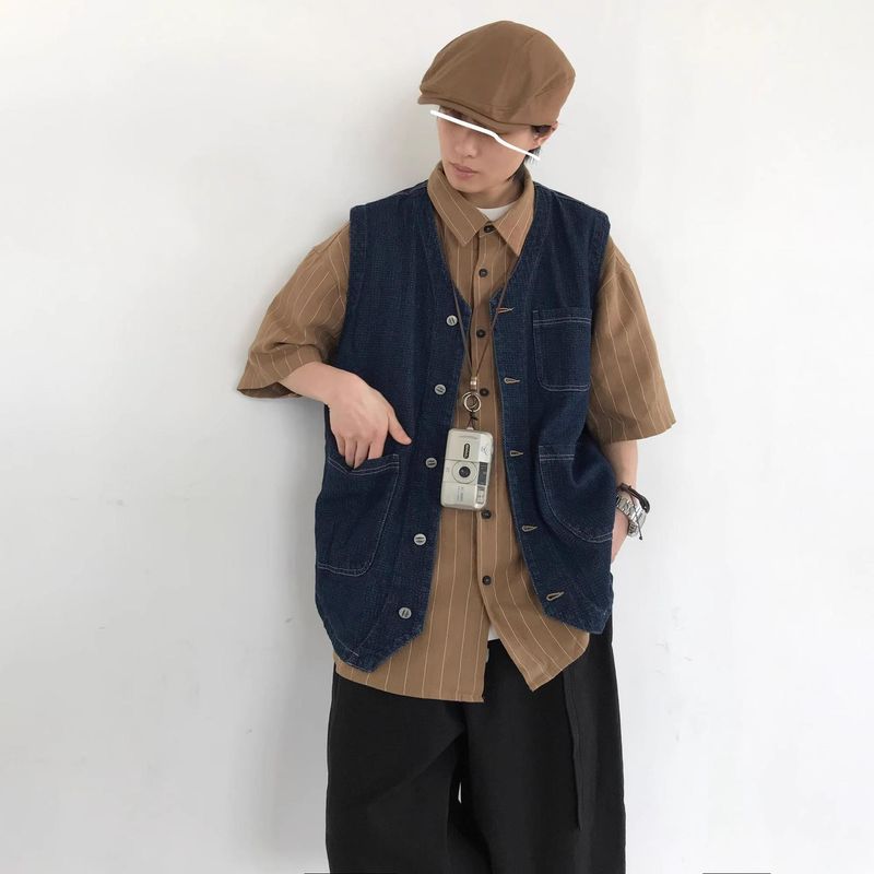 Herrenbekleidung Jeansweste Männer und Frauen Neue lässige ärmellose Lagentops Loose Coat Trend_voghion.com
