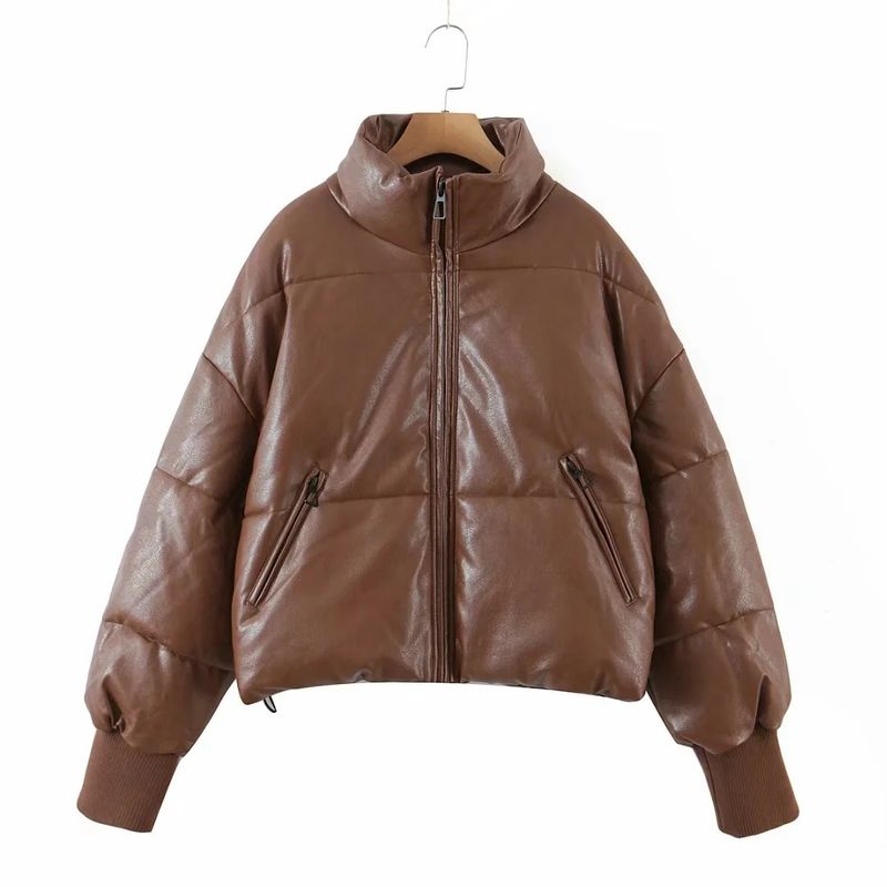 Women's clothing Women's cotton coat new stand-up collar zipper pocket thickened warm cotton coat 8AS2305A_voghion.com