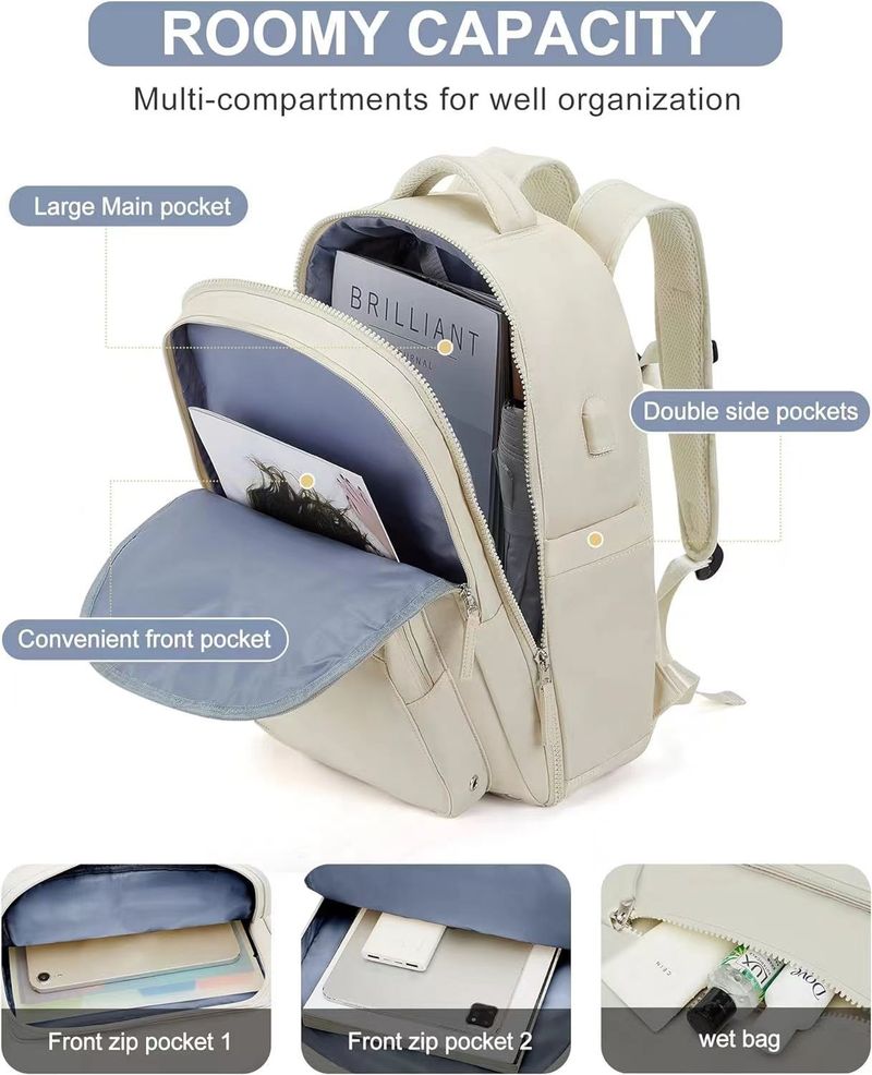 Happypeople Leichter Reiserucksack mit großer Kapazität, wasserdichter Unisex-Handgepäckrucksack mit Laptopfach, strapazierfähiges Oxford-Gewebe_voghion.com