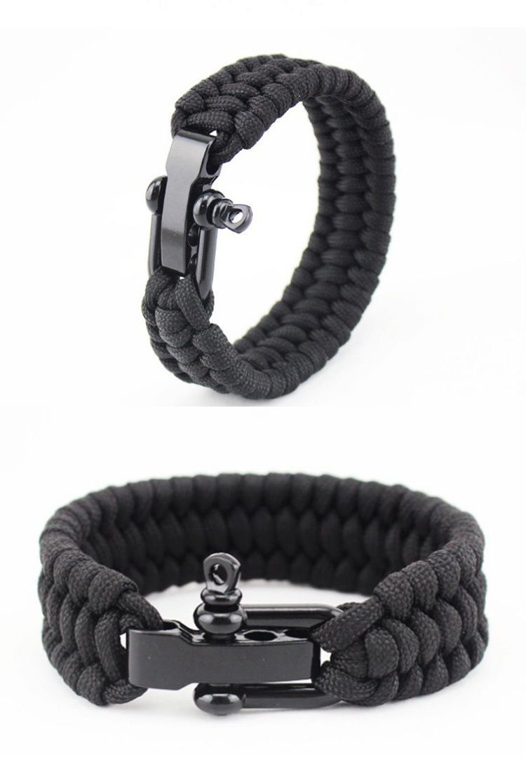 Brede versie Hand touw Buiten klimmen Kamperen Noodgevallen Zeven-aderig paracord Gevlochten U-vormige verstelbare gesp SOS_voghion.com