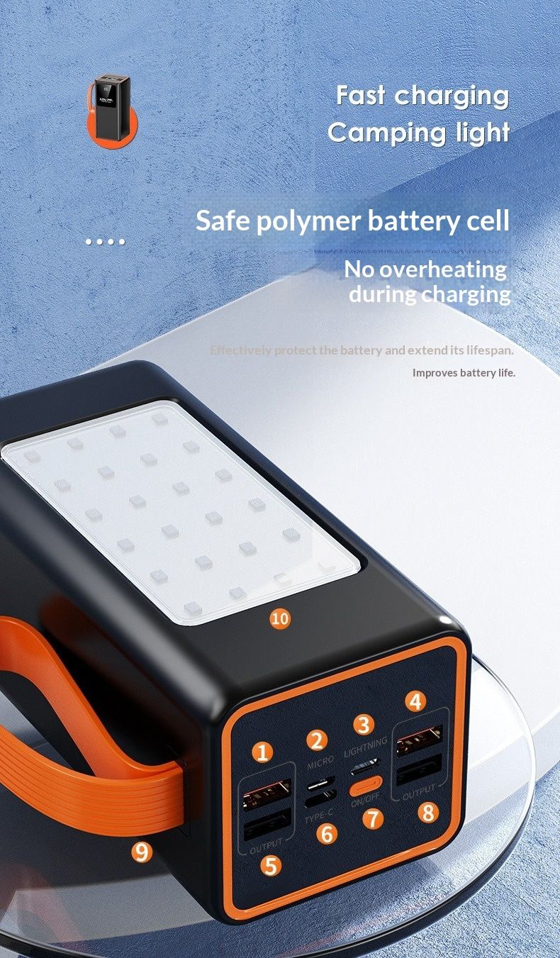 50704555550<=3 Power Bank certificato 3C, grande capacità, ricarica rapida, per esterni, streaming live, studenti, campeggio, luce, caricabatterie portatile lungo_voghion.com