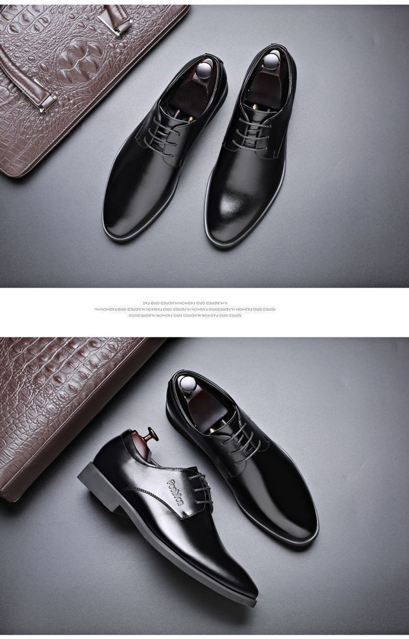 Selected New Elegant Men's British Style Elevated Business Casual Leather Fashion Simple Versatile Pointed Shoes_voghion.com