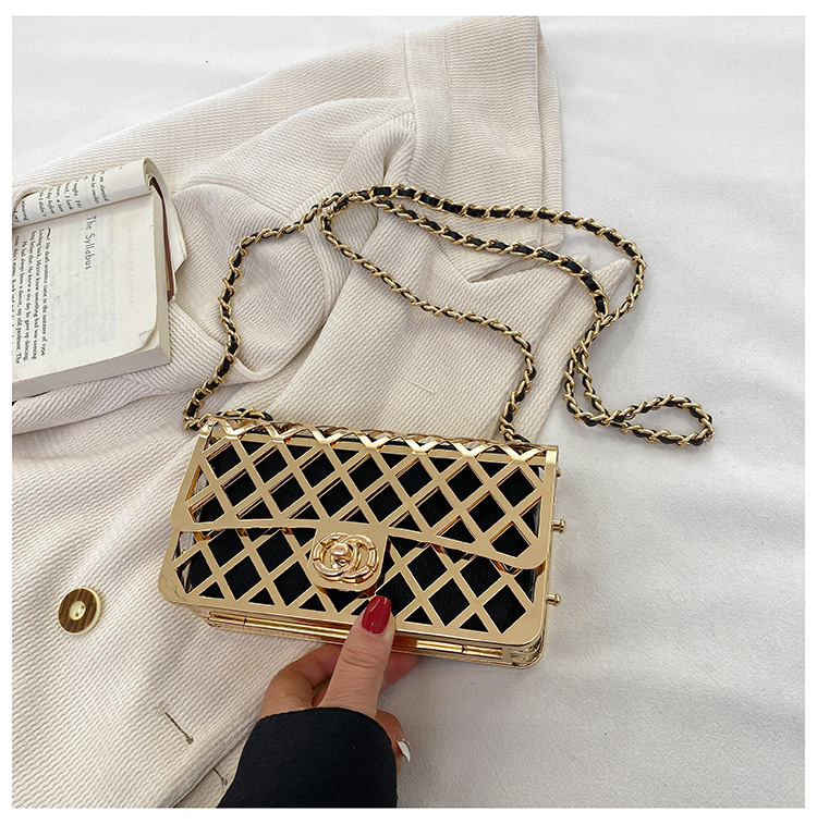 Borsa piccola in metallo Nuova borsa a tracolla personalizzata vuota alla moda europea e americana 2024 Borsa quadrata piccola a tracolla da donna Instagram_voghion.com