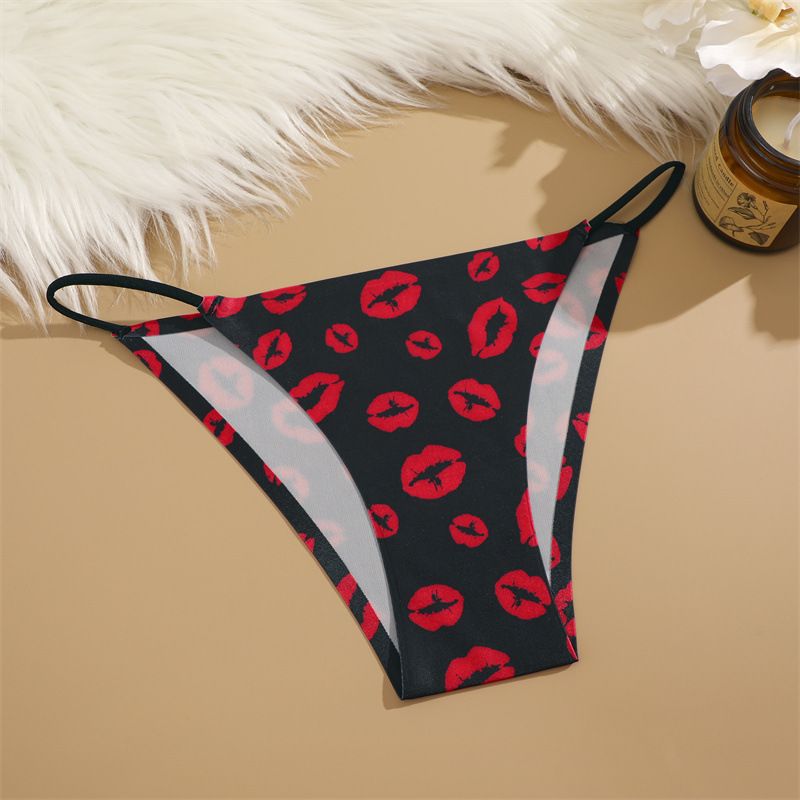 Bielizna damska Intimates Bielizna z nadrukiem w panterkę Bielizna z lodowego jedwabiu Bielizna bezszwowa Majtki damskie z niskim stanem_voghion.com
