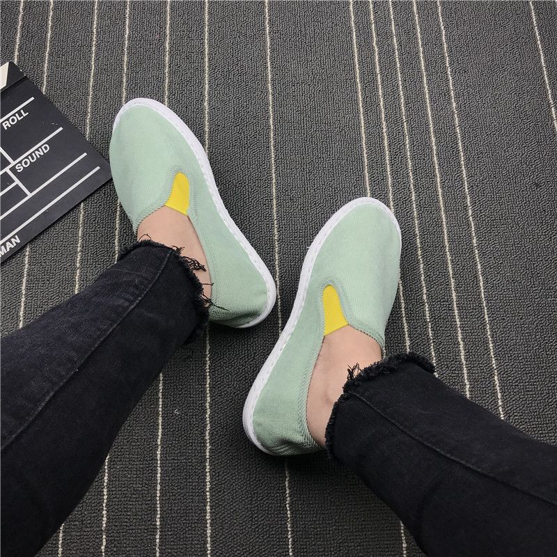 Ademende gele stoffen schoenen, casual instappers voor koppels_voghion.com