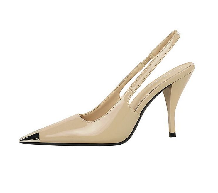 Women's Elegant Square-Toe High Heels With Metal Accents, Open Back & Ankle Strap - Ultra High Stiletto Heels For Parties & Evening Events_voghion.com