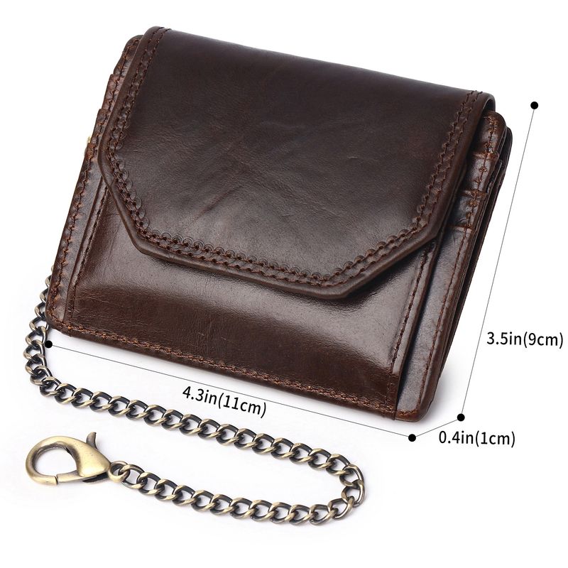 First layer oil wax leather men's RFID anti magnetic and anti-theft real pickup bag short style zero wallet_voghion.com