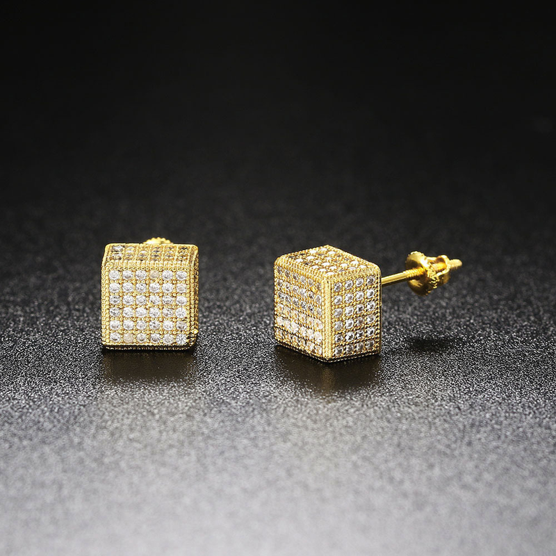 Orecchini a croce con micro intarsi in zircone da uomo Hip-hop con diametri completi, gioielli popolari_voghion.com