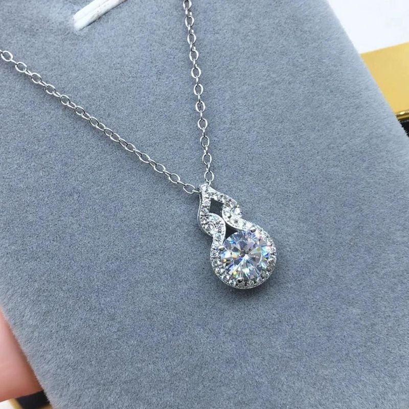 Collana con ciondolo a forma di goccia d'acqua con moissanite da 2 carati, diamanti e diamanti a forma di zucca, per donna_voghion.com