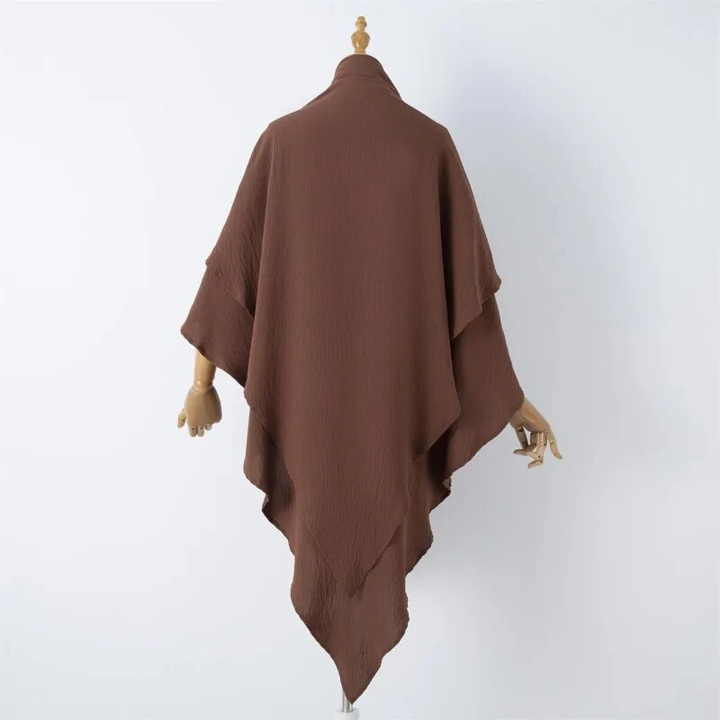 1 buc Ice Silk dublu strat Paryer Hijab respirabil islamic Dubai stil lung instant eșarfă, potrivit pentru festivaluri și rugăciuni_voghion.com