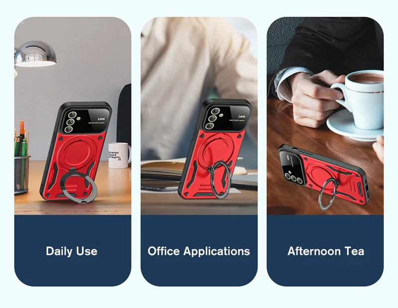 For Samsung A15 Case Full Lens Protection Magnetic Cover Galaxy A05s A05 4G A25 A35 A55 5G 360° Rotate Hidden Ring Stand_voghion.com
