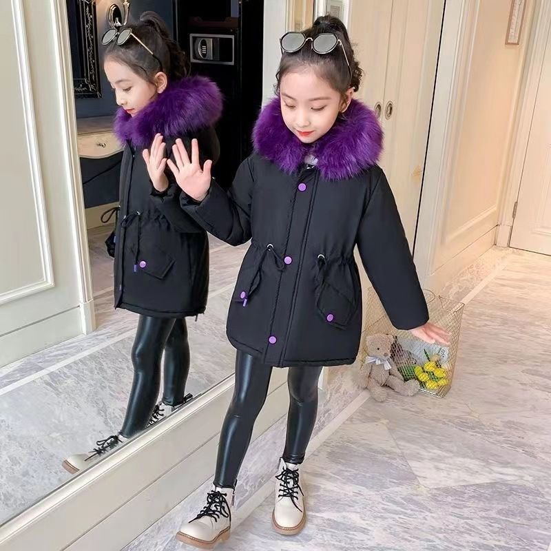 Kinderbekleidung Mädchen-Wintermantel mit wolleverdicktem Mädchen-Steppmantel zur Überwindung geschickt_voghion.com