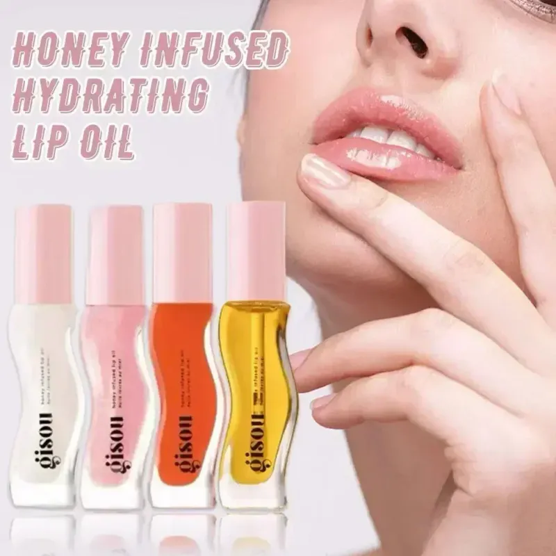 Huile pour les lèvres Gisou Honey Oil Sexy Plump Fruit Honey Essence Huile pour les lèvres Améliore les soins des cheveux secs Lisse et longue durée Rétention du parfum Après-shampoing_voghion.com