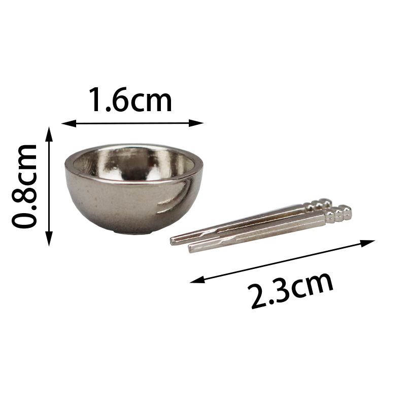 1:12 babaház babaház miniatűr étel és játék dekoráció mini bútor OB11 jelenet kiegészítők fém tál és pálcika_voghion.com
