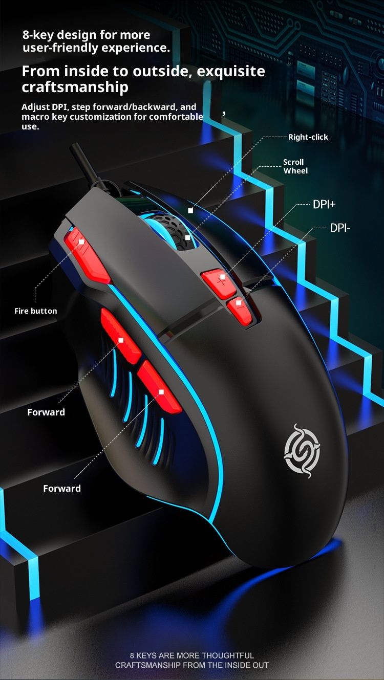 Digitex Digitex Viper Q6 Wired Gaming Mouse E-sports Luminous Desktop Computer Notebook Office Home Lol Macro Programming USB_voghion.com