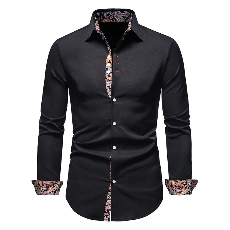 Abbigliamento da uomo Camicie a maniche lungheCamicie casual da ragazzo con risvolto slim fit color-block_voghion.com
