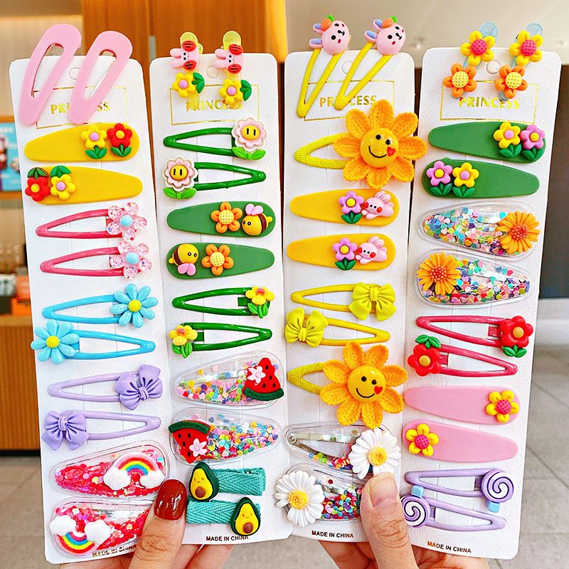 12 Teile/satz Neue Mädchen Nette Bunte Cartoon Blume Haarnadeln Kinder Kinder Schöne Haar Clips Barrettes Fashion Haar Zubehör_voghion.com