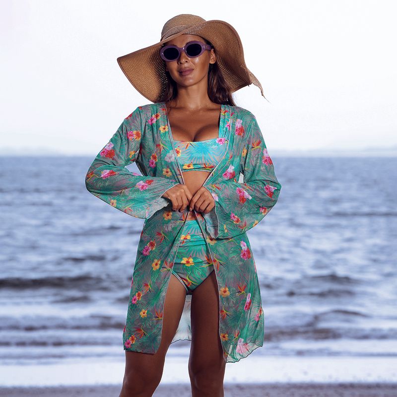 Dameskleding Mode Sexy Multi Color Bedrukt Mesh Dames Bikini Bikini Driedelig Dames Badpak_voghion.com