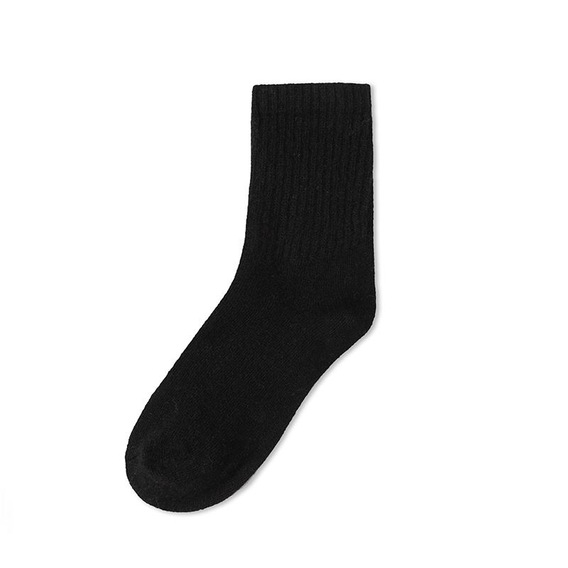 Selected Wool Socks, Solid Color Versatile Socks, Men's And Women's Autumn And Winter Warm Medium Tube Thickened Cold-resistant Warm Stockings_voghion.com