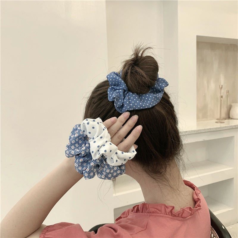 Grande scrunchie per capelli coreano per studenti, fresco e carino, con rete rossa, semplice, a quadri, con coda di cavallo_voghion.com