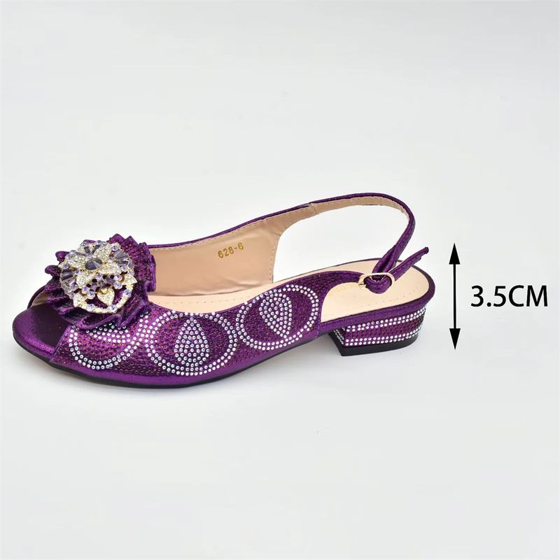 Women's low heeled sandals with evening bag matching drill button_voghion.com