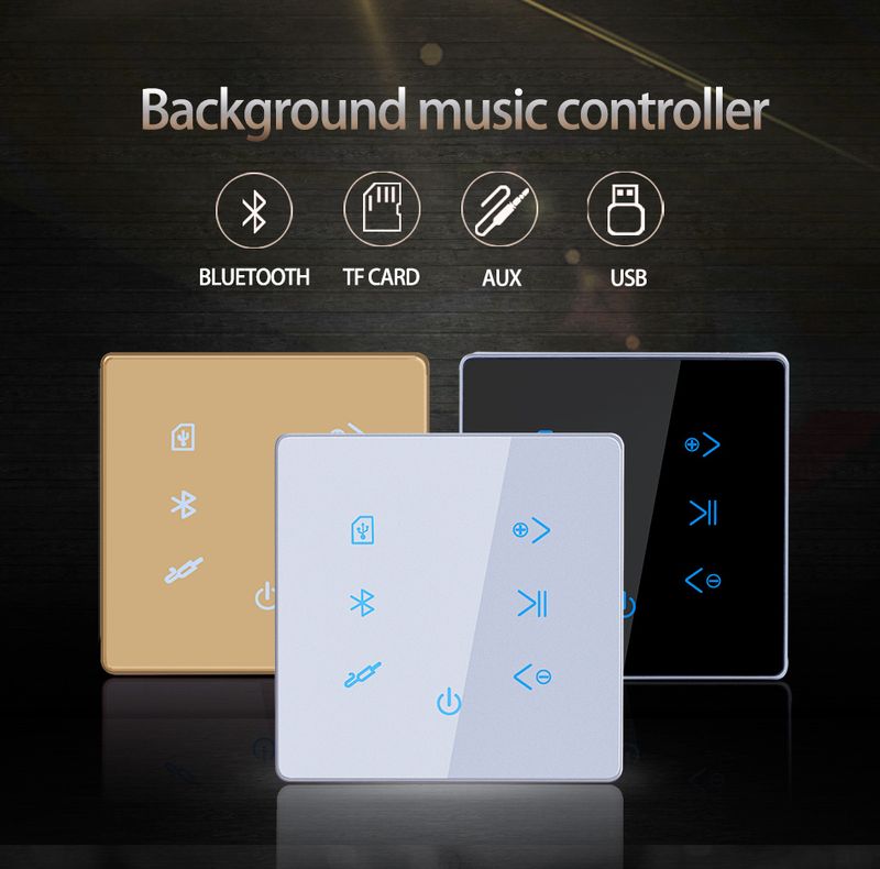 Smart Home Background Music System 2x15W Blue-tooth Mini Touch Key In Wall Amplifier Support USB/SD Card Stereo Sound_voghion.com