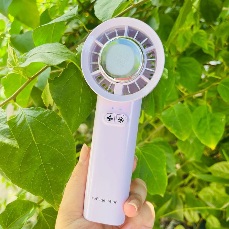 New USB Rechargeable Neck Hanging Fan - Portable Semiconductor Cooling, Leafless Design, High-Speed Turbo Wind For Outdoor Use, Silent & Lazy-Friendly_voghion.com