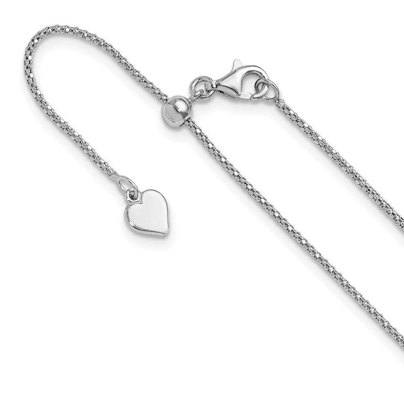 Sterling Silver RH-plated Adjustable 1.2mm Popcorn Chain_voghion.com