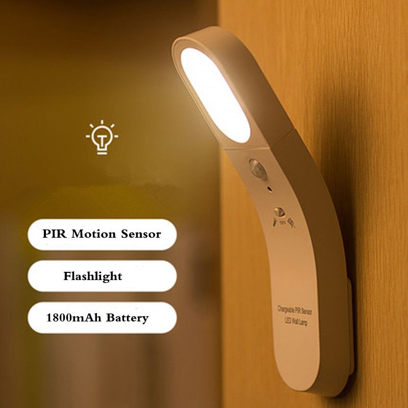 Lampada da parete con sensore di movimento, rotazione a 360 gradi, luce notturna a LED ricaricabile tramite USB per corridoio, scale, soggiorno, luce con sensore_voghion.com