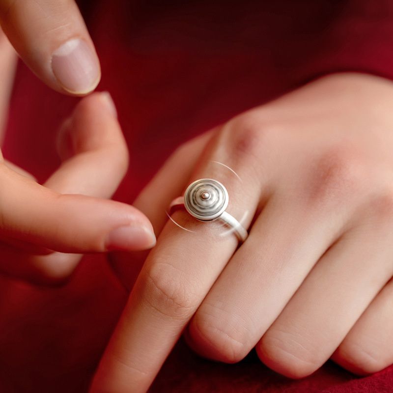 Modni retro budistički šestoliki Sveto pismo okretanje Sutra kotača za muškarce nakit etničko zvono lotosov prsten Sier žene bijou_voghion.com