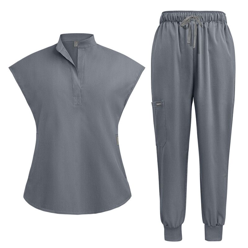 Dammekleeder 16 Faarwen High-End Operatiounsanzug Standkragen Aarbechtskleeder Infirmièreanzug Scrub Jogging Wäschkleeder_voghion.com