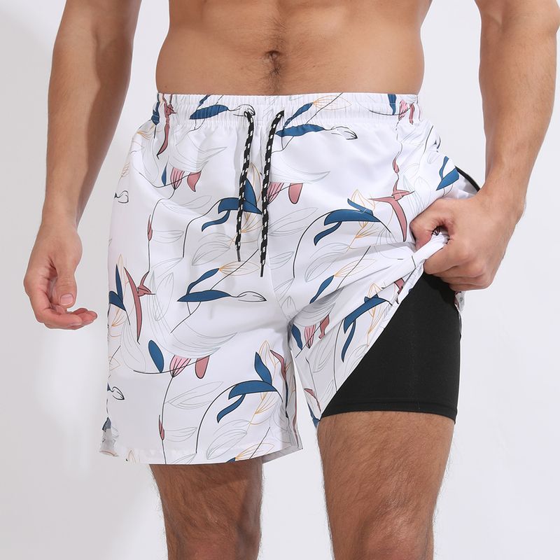 Pantalones cortos de playa deportivos y de ocio para hombre, con músculos locos, de verano, nuevos, estampados, de doble capa, antideslumbrantes, talla grande_voghion.com