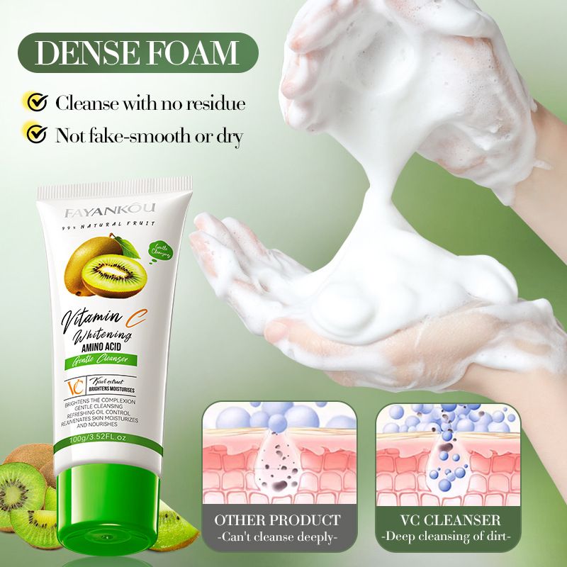 Full English FAYANKOU Kiwi VC Whitening Amino Acid Gentle Facial Cleanser_voghion.com