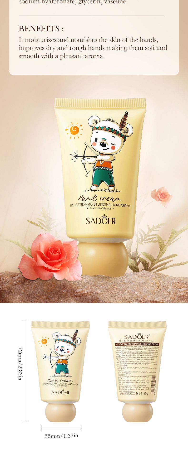 SADOER Camellia Hydrating And Softening Hand Cream 30g Anti-drying Hand Cream, Rose Fragrance, Hydrating Fragrance, Smooth Fragrance,_voghion.com