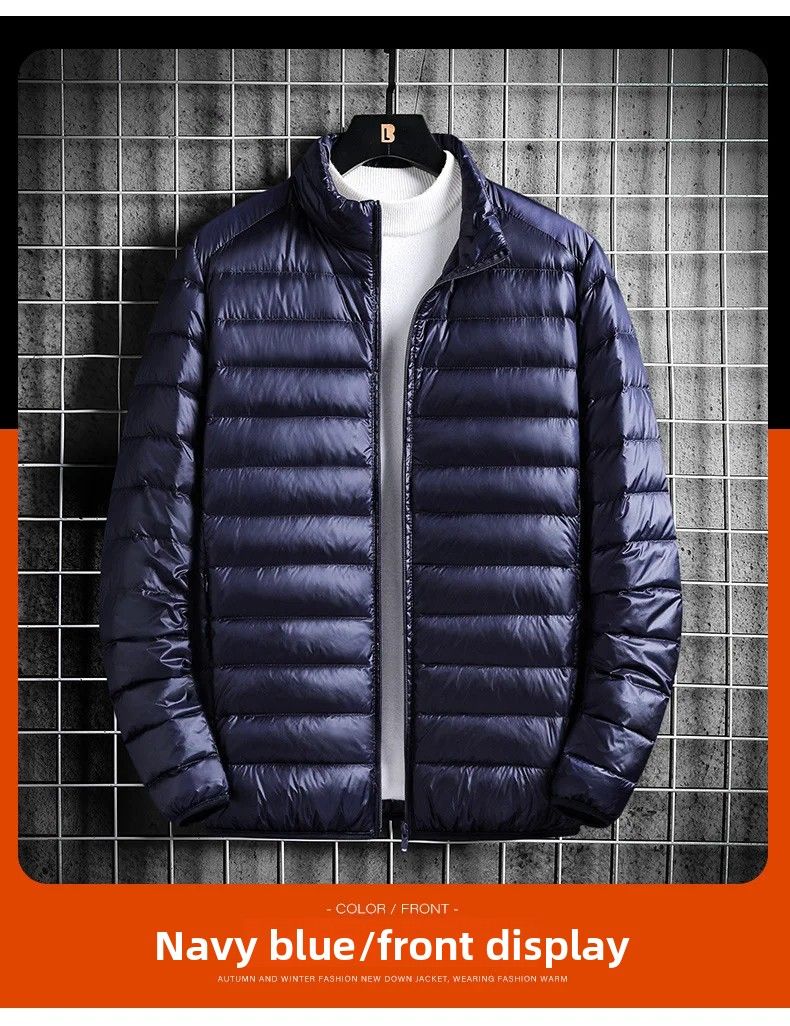 Leichte Baumwolljacke für Herren, lässig, bedruckbar, kurzer Kragen, weit geschnittener Baumwollmantel, große Oberbekleidung für Männer_voghion.com