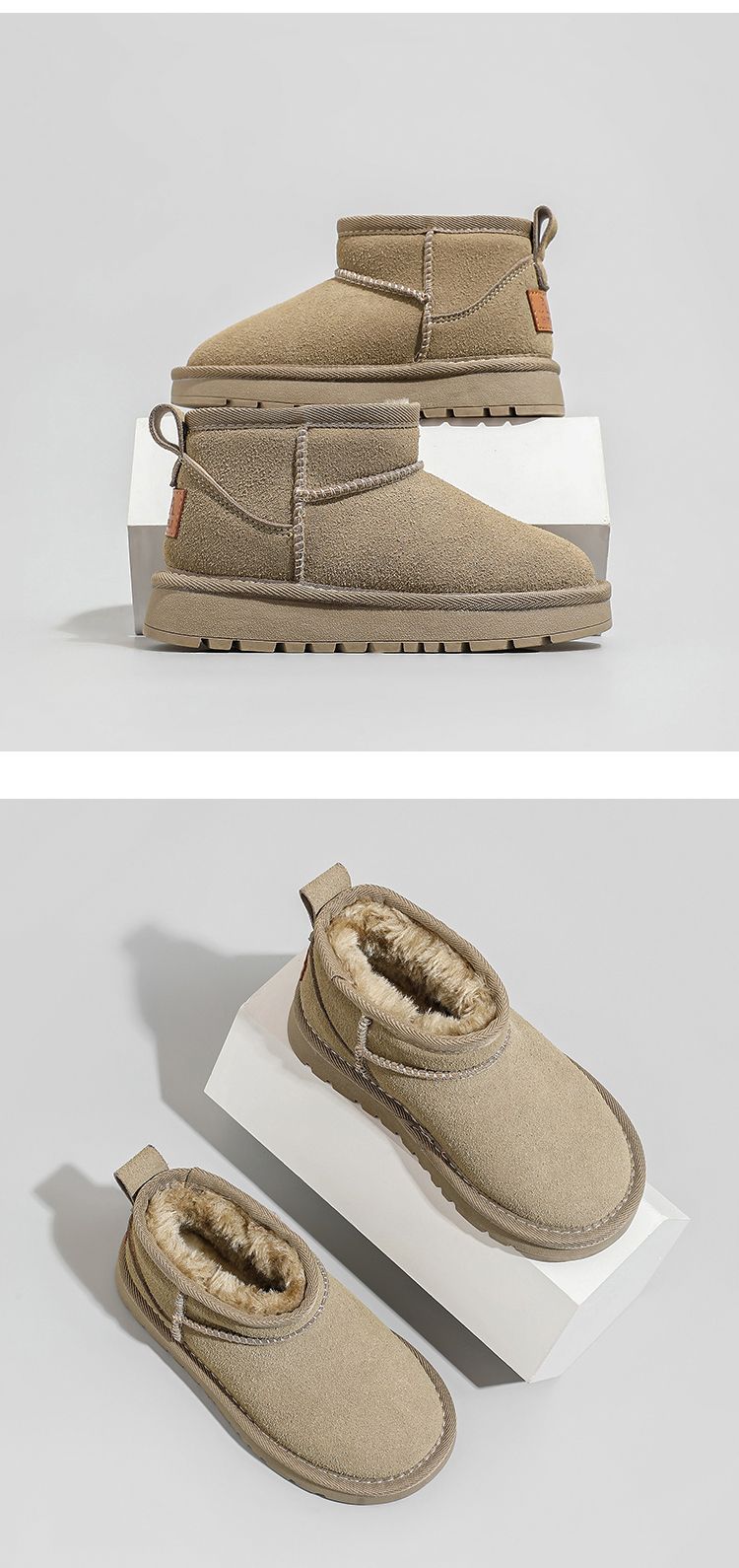 Koreanske barnesko i størrelse 26-41, snøstøvler, vinter, nye, tykke bomullssko for mellomstore og store barn._voghion.com