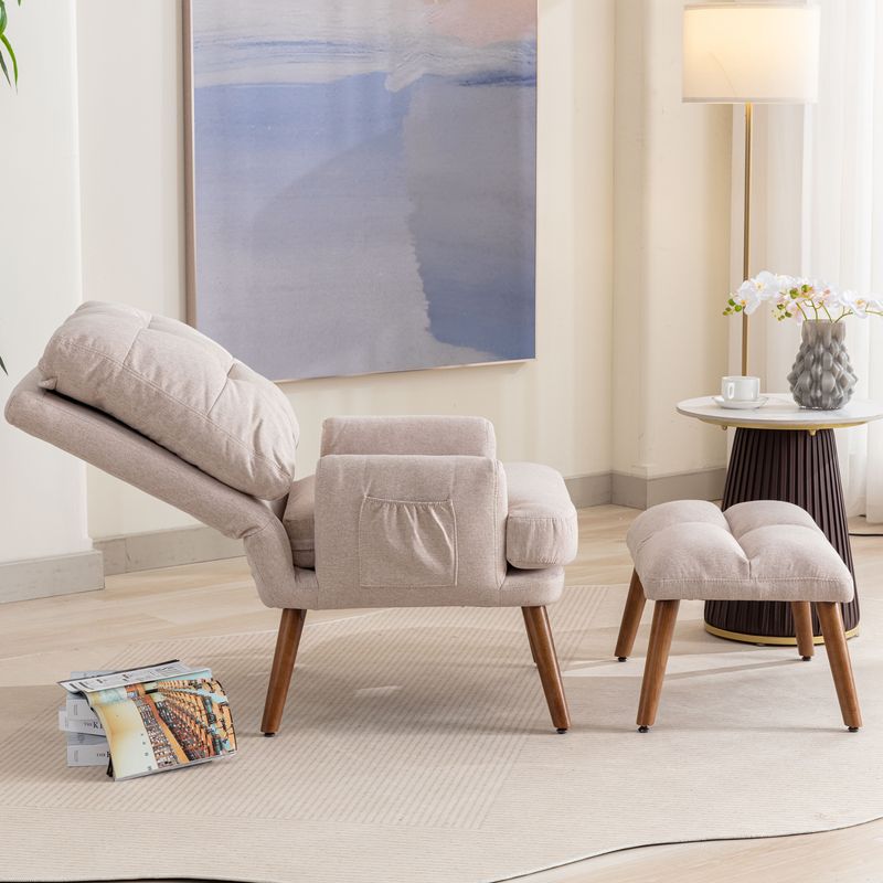 Fauteuil inclinable avec repose-pieds, réglable en 5 positions et rangement latéral, design ergonomique pour le salon_voghion.com