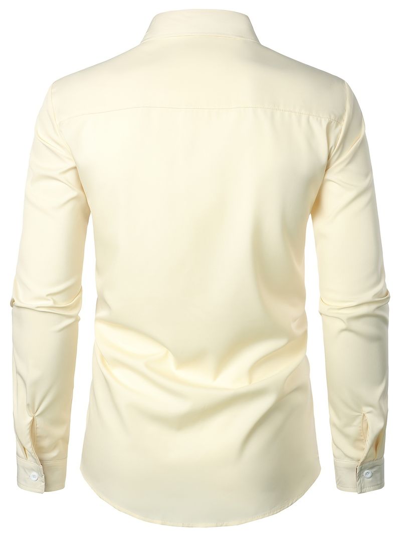 Camicia casual da uomo a maniche lunghe con bottoni a contrasto_voghion.com