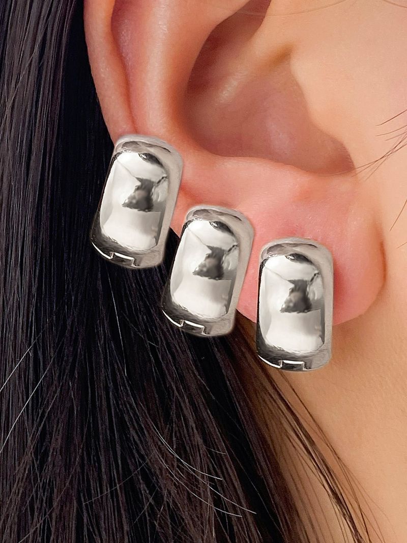 GEOMETRIC TRIO - Alloy Hoop Earrings Set (High-End Minimalist Jewelry, Retro Personality Design)_voghion.com