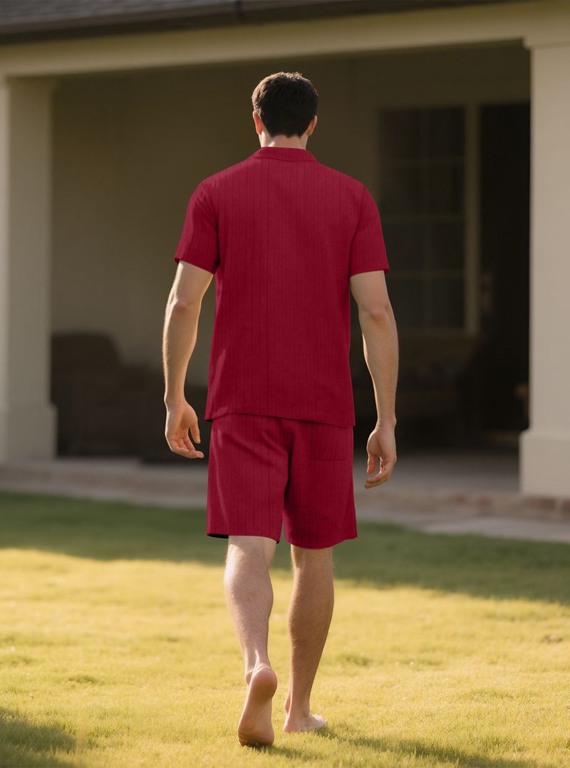 Herren Casual Button-Up Shirt & Beach Shorts Set – Atmungsaktives Sommeroutfit (S-XXXL, 6 Farben) | Büro- und Urlaubsstyle_voghion.com