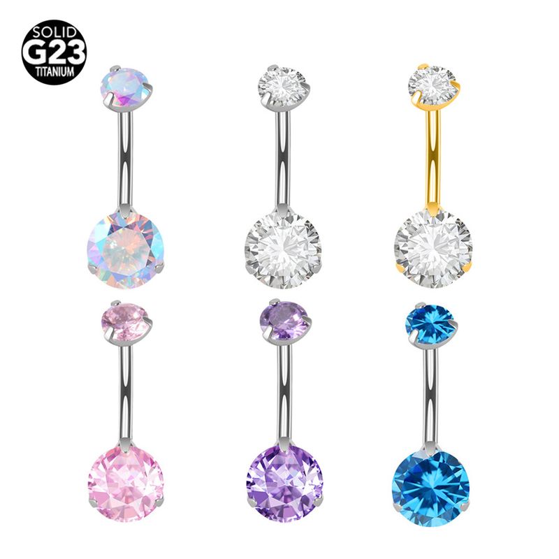 Piercing per ombelico da donna, in lega di titanio, 6-14 mm, con asta di presa, a doppia testa, in zircone, con filettatura interna, fibbia per ombelico, ornamento per il corpo._voghion.com