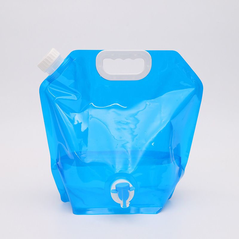 Outdoor Large Capacity Portable Folding Car Mountaineering Faucet 10L Plastic Bucket Camping Water Bag_voghion.com